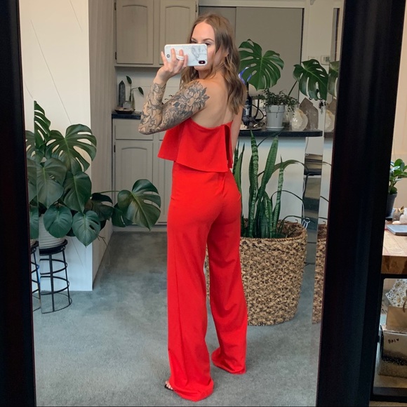 Lulu’s Red Strapless Jumpsuit - Picture 3 of 7